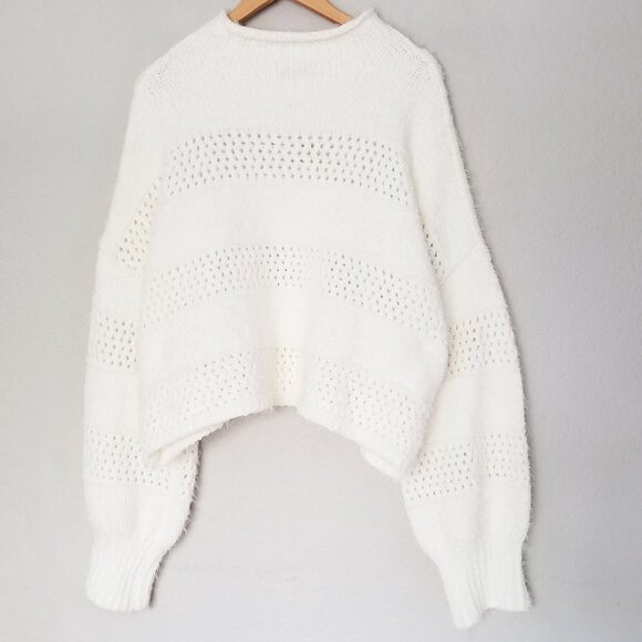 Arizona Jean Co Ivory Eyelash Fluffy Fuzzy Chunky Knit Crop Sweater XL Soft Cozy - Picture 3 of 16